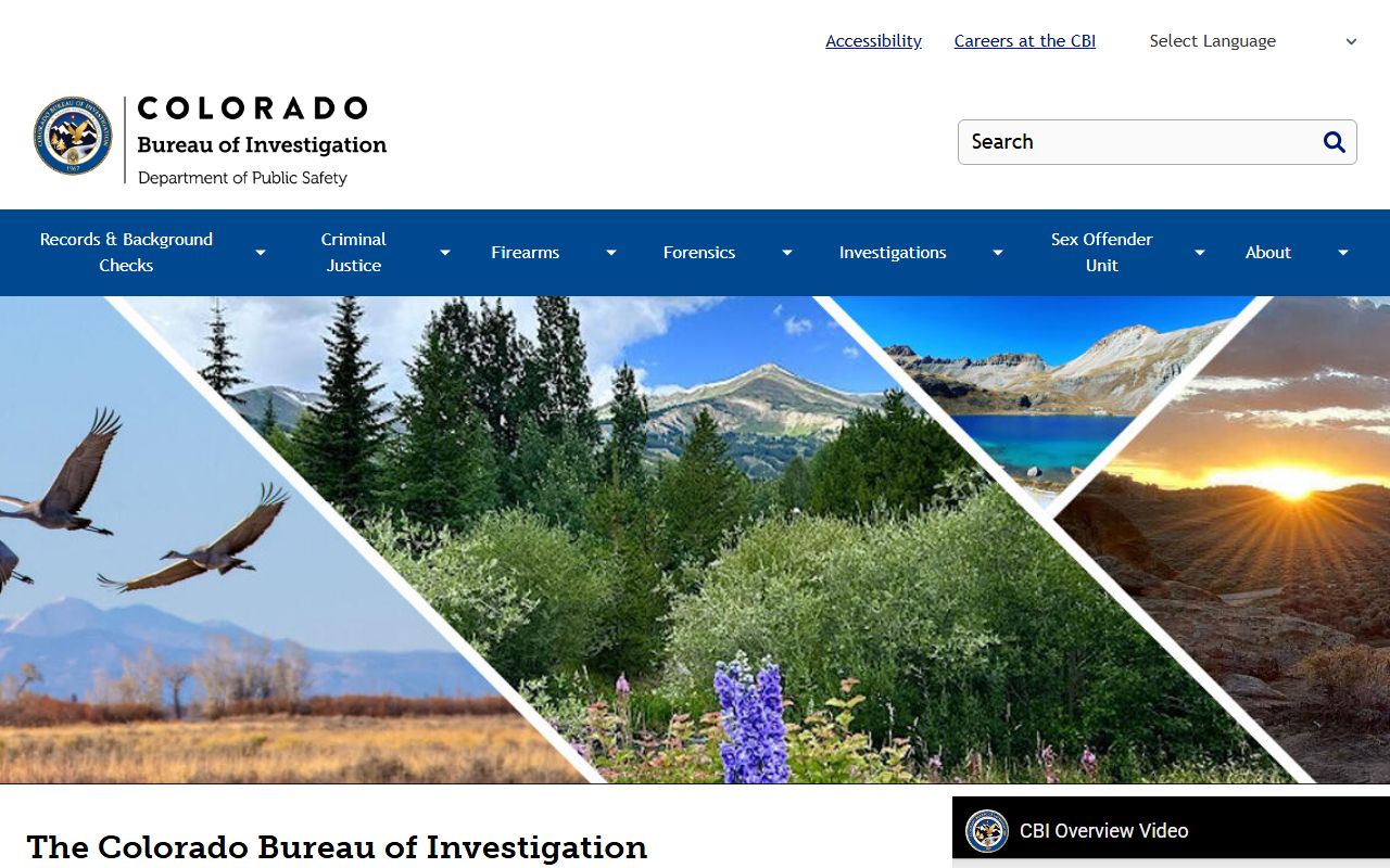 Colorado Bureau of Investigation homepage for criminal history records